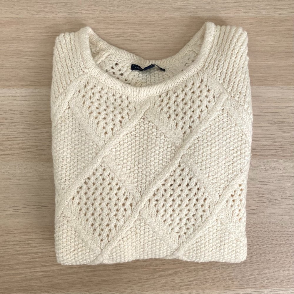 AEO Prescott Sweater - cream, cozy, thicker sweater